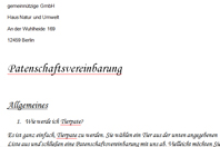 Patenschaftsvereinbarung